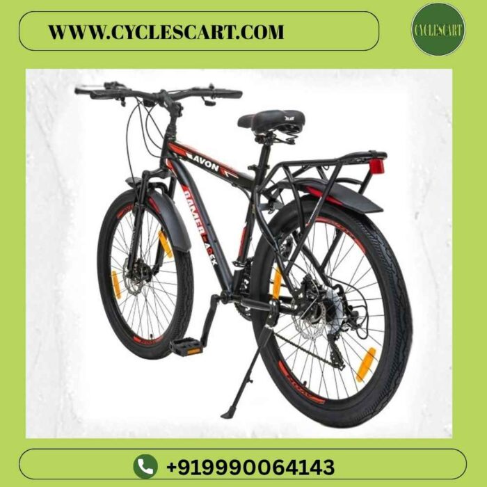 avon-gamer-apex-back-angle-disc-brake-carrier Back three-quarter view of Avon Gamer Apex geared cycle highlighting back carrier, gear and disc brake | Cyclescart