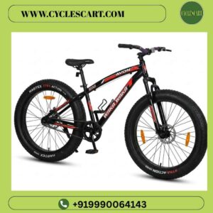 avon-waka-waka-26-inch-fat-tyre-bicycle-studio Front three-quarter view of Avon Waka Waka fat tyre cycle highlighting wide handlebar and dual disc brakes | Cyclescart