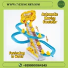 Automatic moving escalator duck track toy showing yellow ducks climbing stairs and sliding on blue track at CyclesCart.