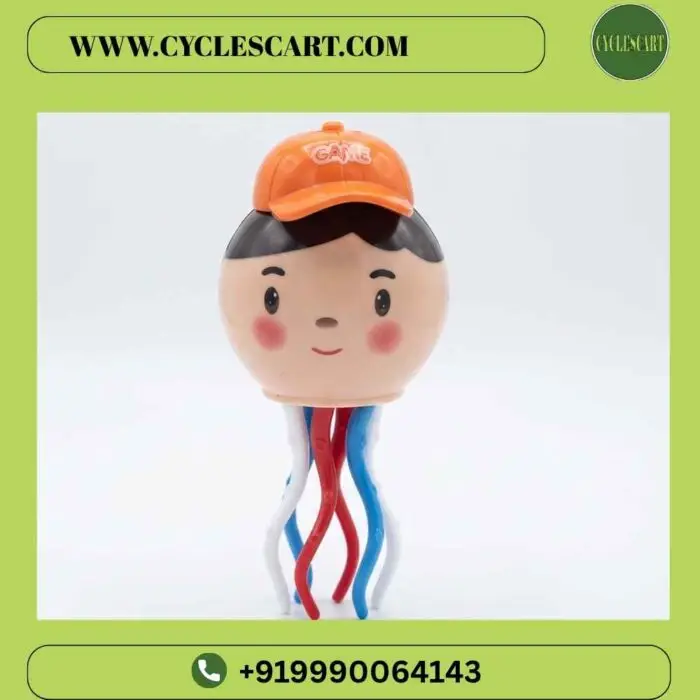 Dancing Octopus Toy Standing Studio Shot Studio shot of cartoon dancing octopus toy with orange baseball cap and colorful tentacle legs on white background | Cyclescart