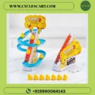 Front and rear view of electric duck escalator toy displaying the 2 AA battery slot and yellow duck figures. | Cyclescart