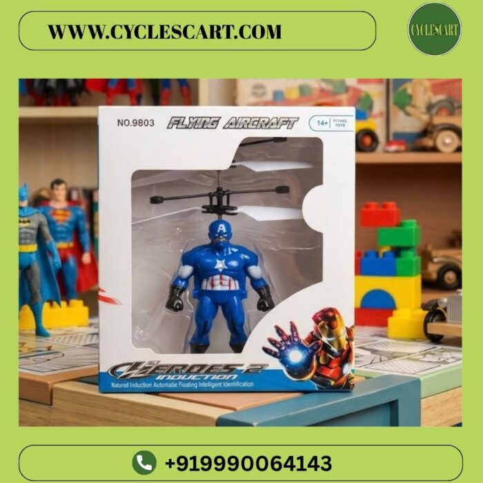 flying-aircraft-captain-america-box-packaging Captain America flying sensor toy in retail packaging box | Cyclescart