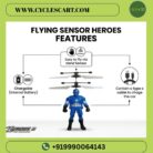 Infographic showing flying sensor superhero toy features with hand sensor and Type-C charging | Cyclescart