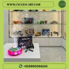 Close-up view of the central bubble dispenser and vibrant soccer graphic pattern of the RC bubble bumper car | Cyclescart