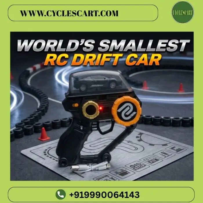 World's smallest RC drift car in gloss black with 2.4GHz remote controller and Type-C charging | Cyclescart